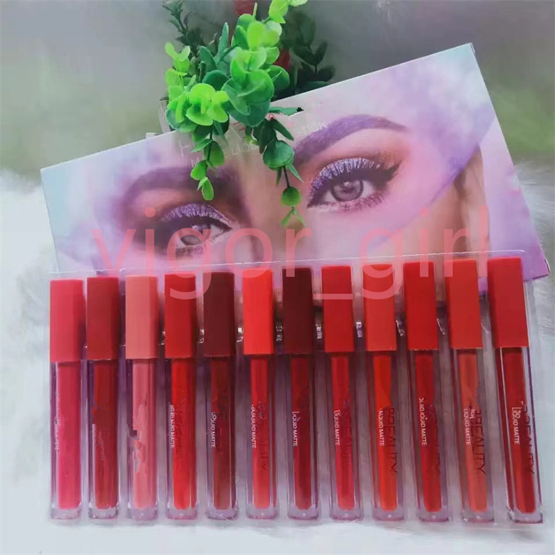 

High Quality Lip Gloss Beauty Brand 12 Color Lipstick Liquid Matte Lips Stick Make up Set Free ship, As link show