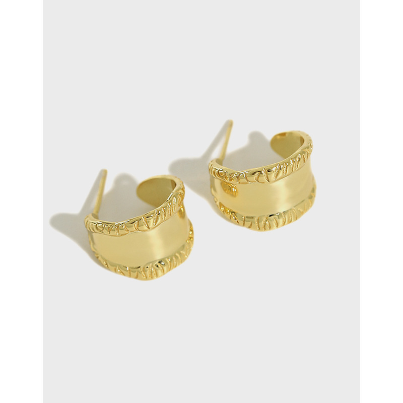 

SHANICE Authentic 100% 925 Sterling Silver Stud High-grad INS Simple Retro Wide Face For Women Fine Earrings Jewelry