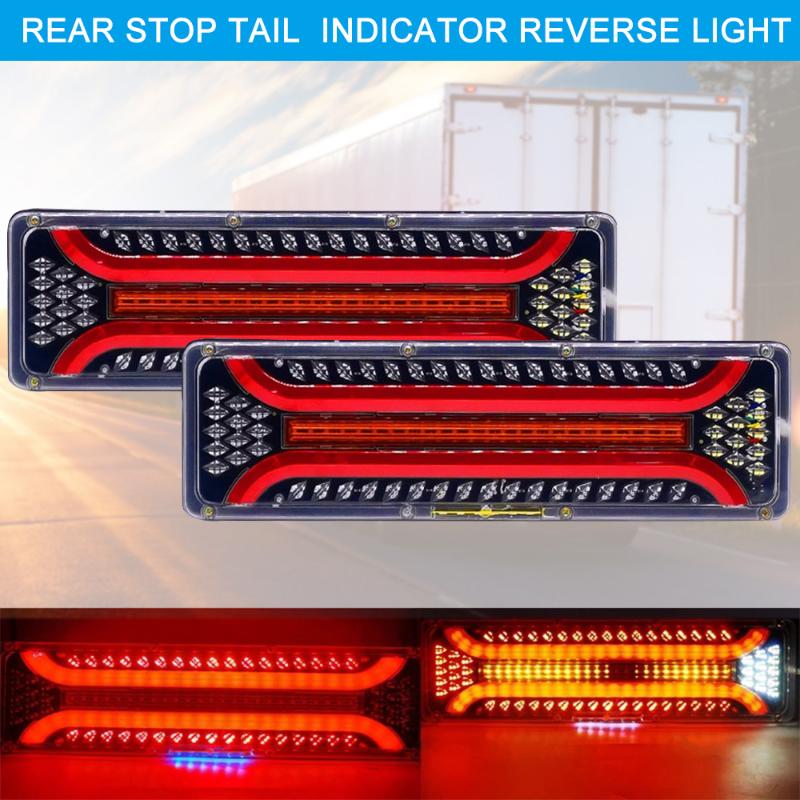 

Emergency Lights 2PCS 24V Dynamic LED Car Truck Tail Light Turn Signal Rear Indicator Brake Reverse Lamp For Lorry Trailer Van Caravan Bus, As pic