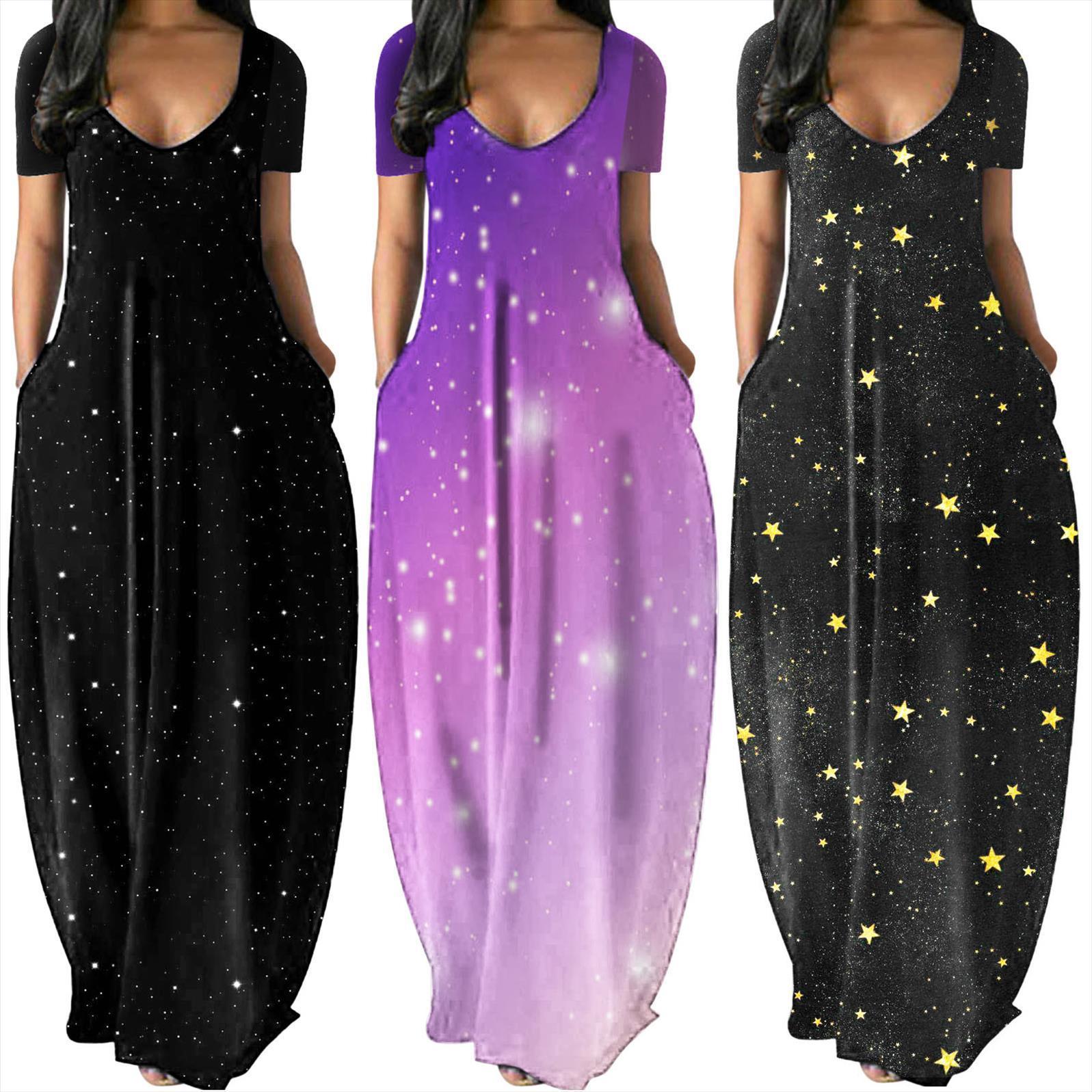 

summer sleeveless long loose women dress spaghetti strap pockets maxi casual plus size beach vestidos d3, Black;gray