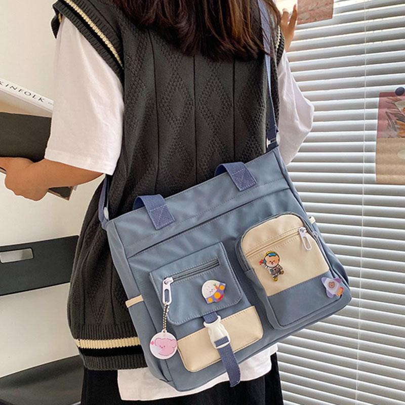 

Evening Bags Multi-pocket Kawaii Women School Bag Fashion Simple Japanese College Students Shoulder Tote Messenger Book Female
