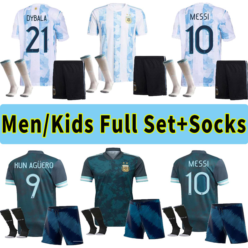 

Argentina soccer Jersey 2021 2022 KUN AGUERO LO CELSO MARTINEZ TAGLIAFICO 20 21 MESSI DYBALA Adult men kids Football kit shirt set uniforms, Black