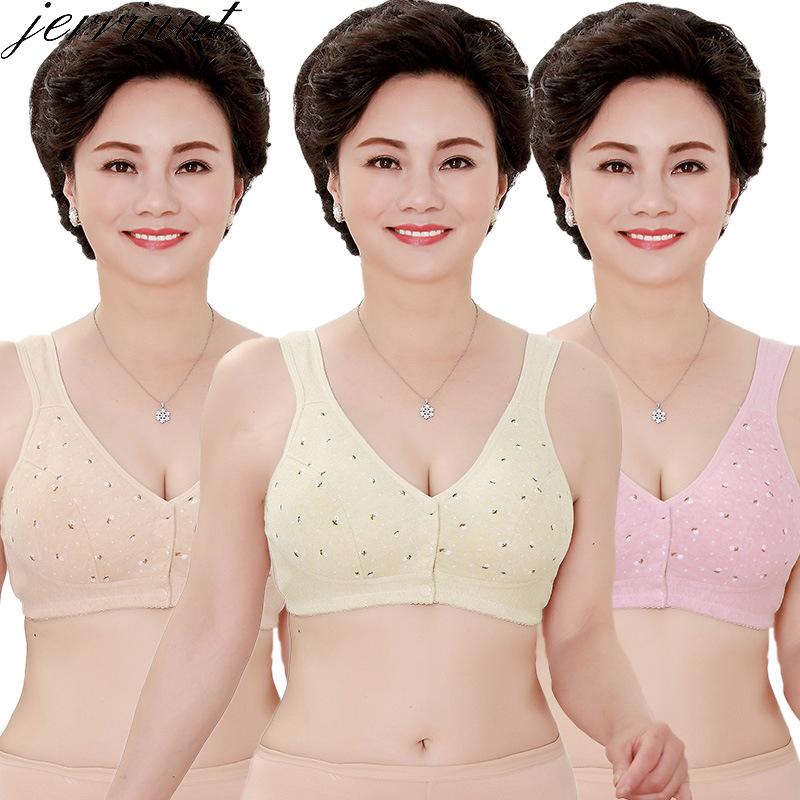 

Bras Jerrinut For Women Underwear Push Up Bralette BH Front Button Elderly Seamless Bra Wireless Plus Size Soutien Gorge, Skin