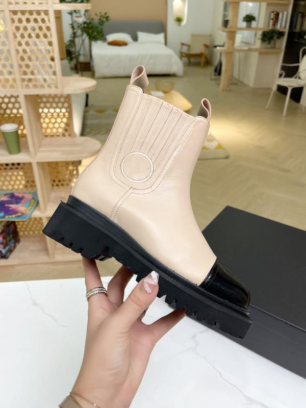 

Elegant Brand Women's Chelsea Boots Ankle Boot Flats Black Calfskin Leather Winter Booties Luxury Party Dress Walking Shoes, Box