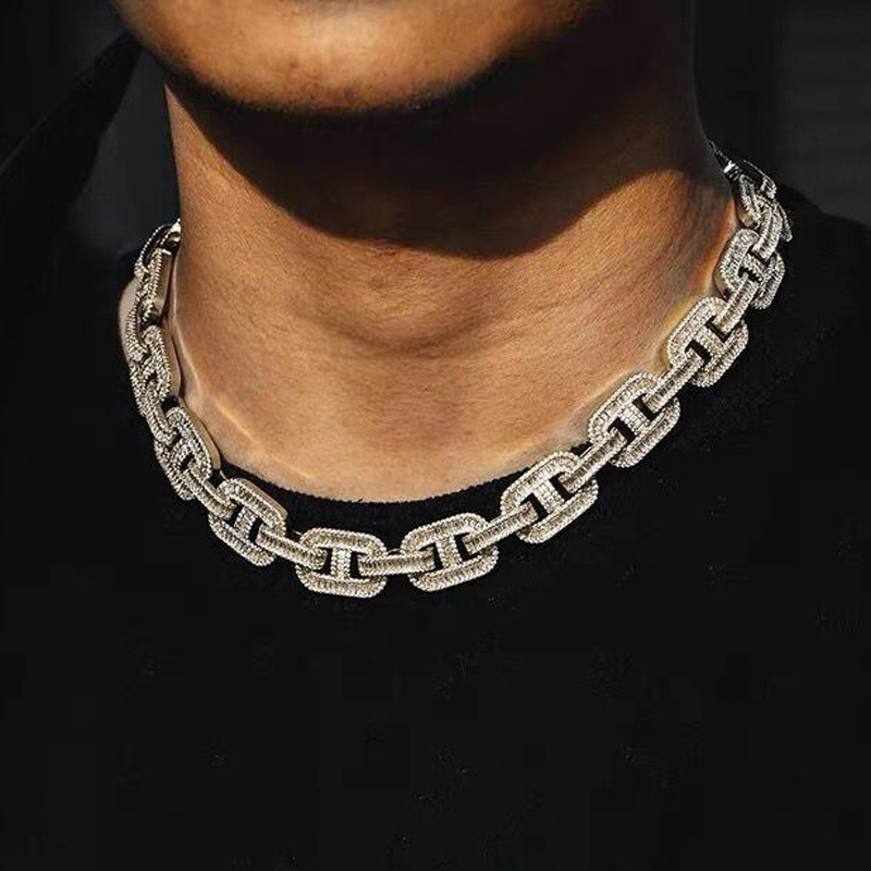 

Iced out hip hop men necklace with bling cz mirco paved big heavy coffee bead charm Miami cuban link chain for boy cool necklace X0509