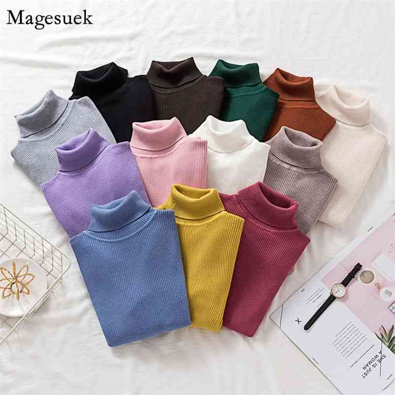 

Long Sleeve Pullover Women Sweater Autumn Turtleneck Vintage Knitted Solid Casual s For Jumper 11262 210518, Khaki