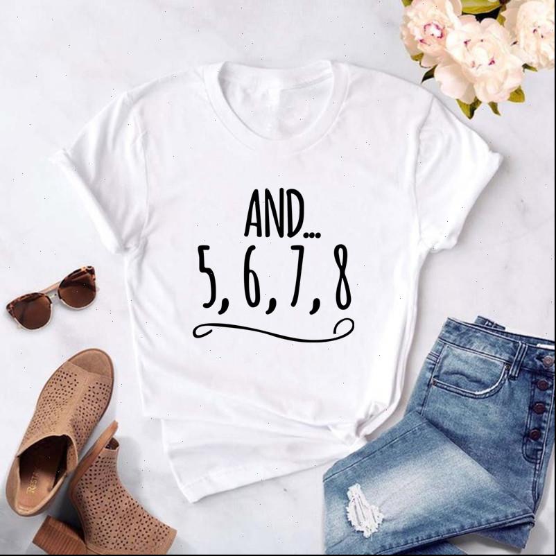 

and womens t shirt 5 6 7 8 dance teacher letters print women cotton casual funny for lady tee, White