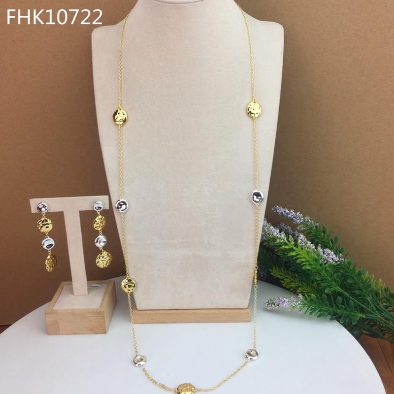 

Earrings & Necklace Arrival Fashion Design Luxury Gold Costume Dubai Women Jewelry Sets Africa Long FHK10722, Silver