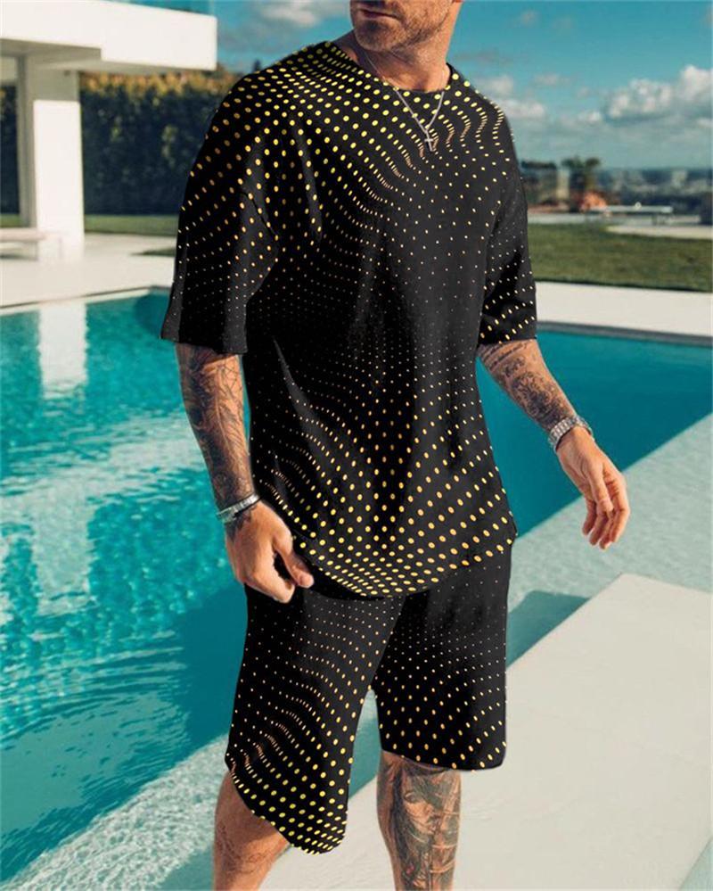 

Fashion Suit Casual Short-sleeved Fun 3d Printing Tracksuits Creative O-neck Hip-hop T-shirt Shorts Two-piece Sets