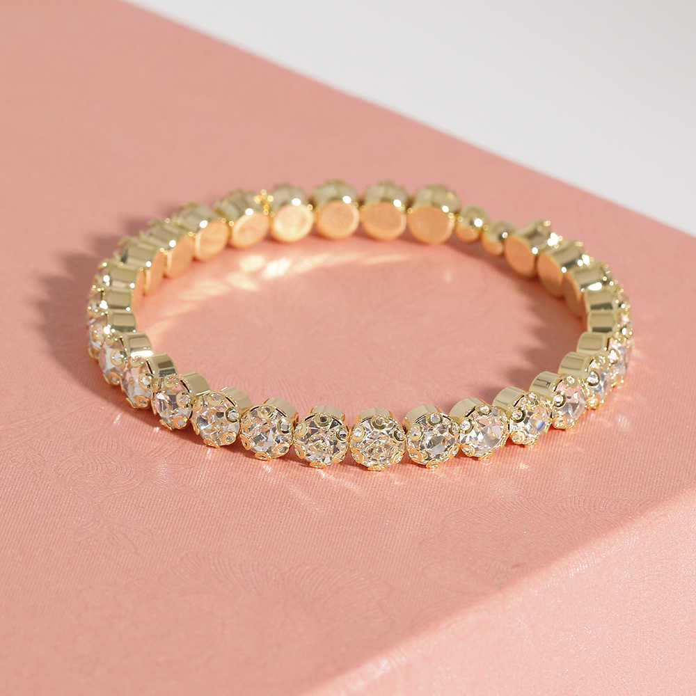 

Skysuk Fashion Gold Color Open Cuff Bracelets for Women Multicolor Crystal Beads Bangle Bracelet Wedding Party Jewelry Gift Q0719