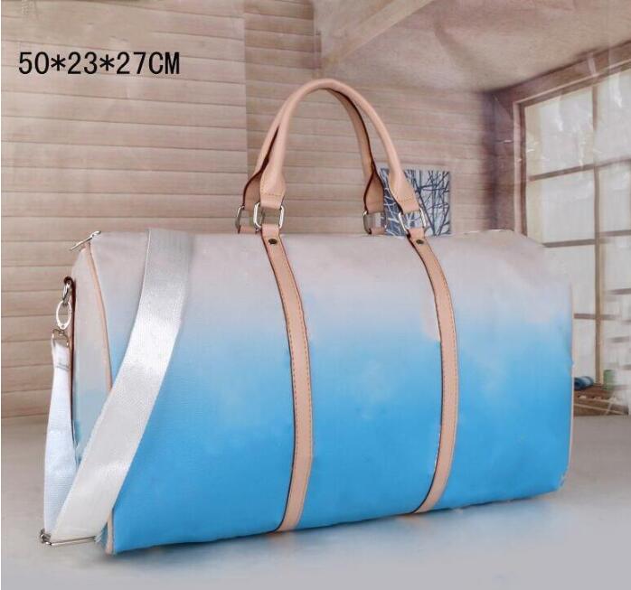 

new 50CM large capacity women travel bags gradient color High quality men shoulder duffel bag, Brown