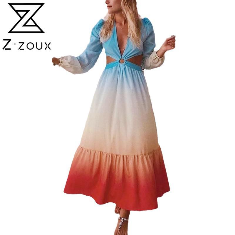 

Women Dress Patchwork Bohemia es Sexy Long Hollow Out Maxi Sleeve Deep V Neck Plus Size Summer es 210524, Pink