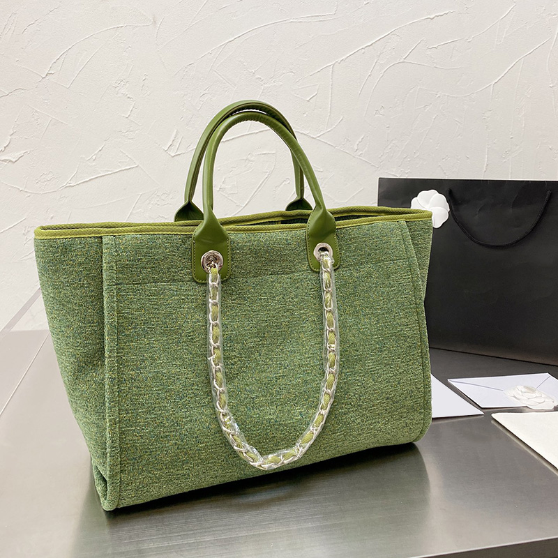 

2021 New_fashion Shopping Beach Bags France Women Tweed Famous Designer Luxury Totes Large Capacity Street Travel Holiday Outdoor Sacoche Handbags 38*32CM, Brown