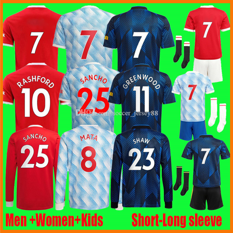 

21 22 B. FERNANDES SANCHO soccer jerseys Fans Player verison LINGARD CAVANI SHAW Camiseta futbol VAN DE BEEK RASHFORD MANCHeSTer FRED Men kids kit football shirt, Men/kids home