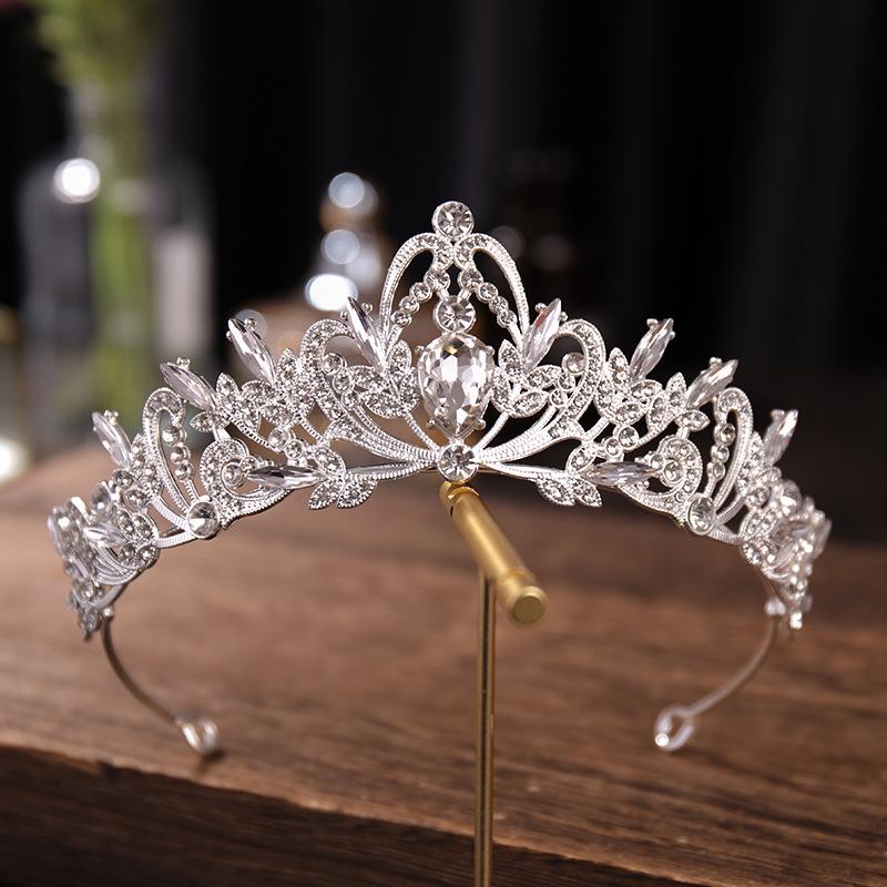 

Hair Clips & Barrettes Bridal Crown Headwear Rhinestones Inlaid Retro Headdress Luxury Alloy Wedding Birthday Accessories For Female LB, Golden;silver