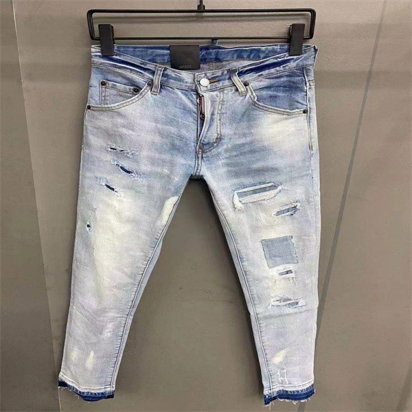 

Patches Detail Biker Fit Jeans Men Slim Motorcycle For Mens Vintage Distressed Denim Jean Pants @J6, Black