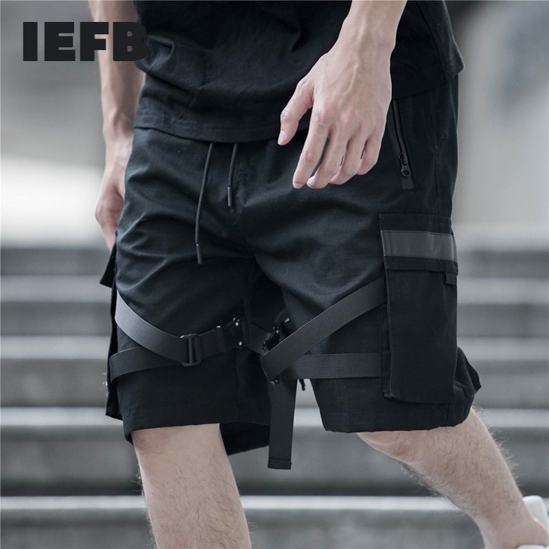 

IEFB Sweatpants Shorts Men's Workwear Black Shorts Summer Streetwear Functional Style Casual Straight Knee Length Pants 9Y7494 210524