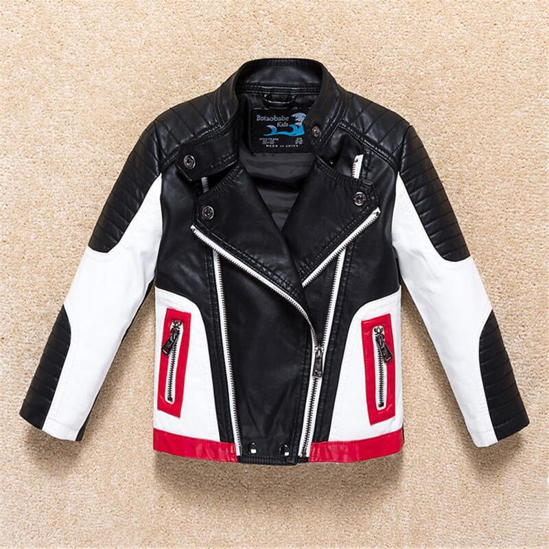 Jackets Boys Jacket Coat Kids Leather Children Spring Autumn Waterproof Windproof Hit Color Stitching Locomotive-image-732586925