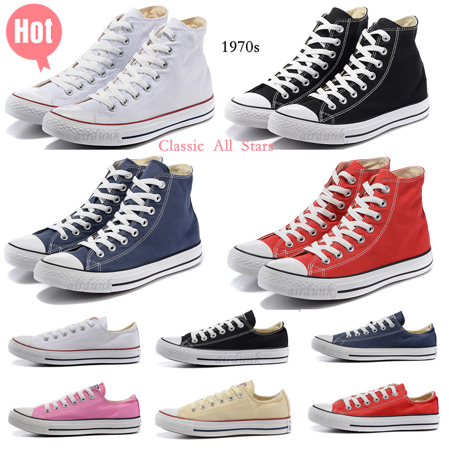 

1970s Classic Canvas casual Shoes platform all Hi Reconstructed Slam Jam Triple Black White High Low Men Women Sport stars Sneakers size 36-44, Box