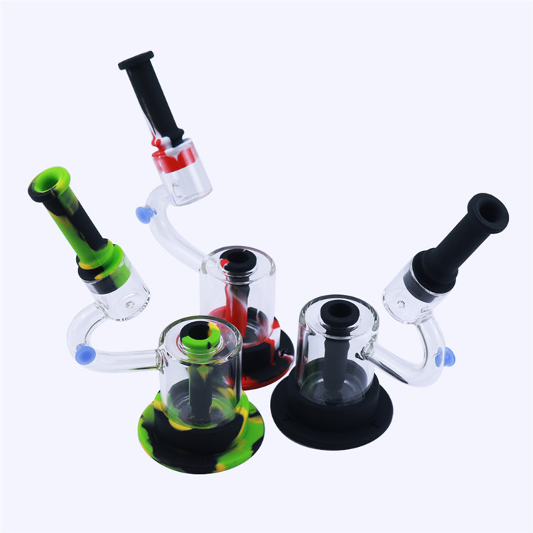 

LED Silicone bong Water Pipes dab rig hookah Creative microscope shape siliconebongs With gift box