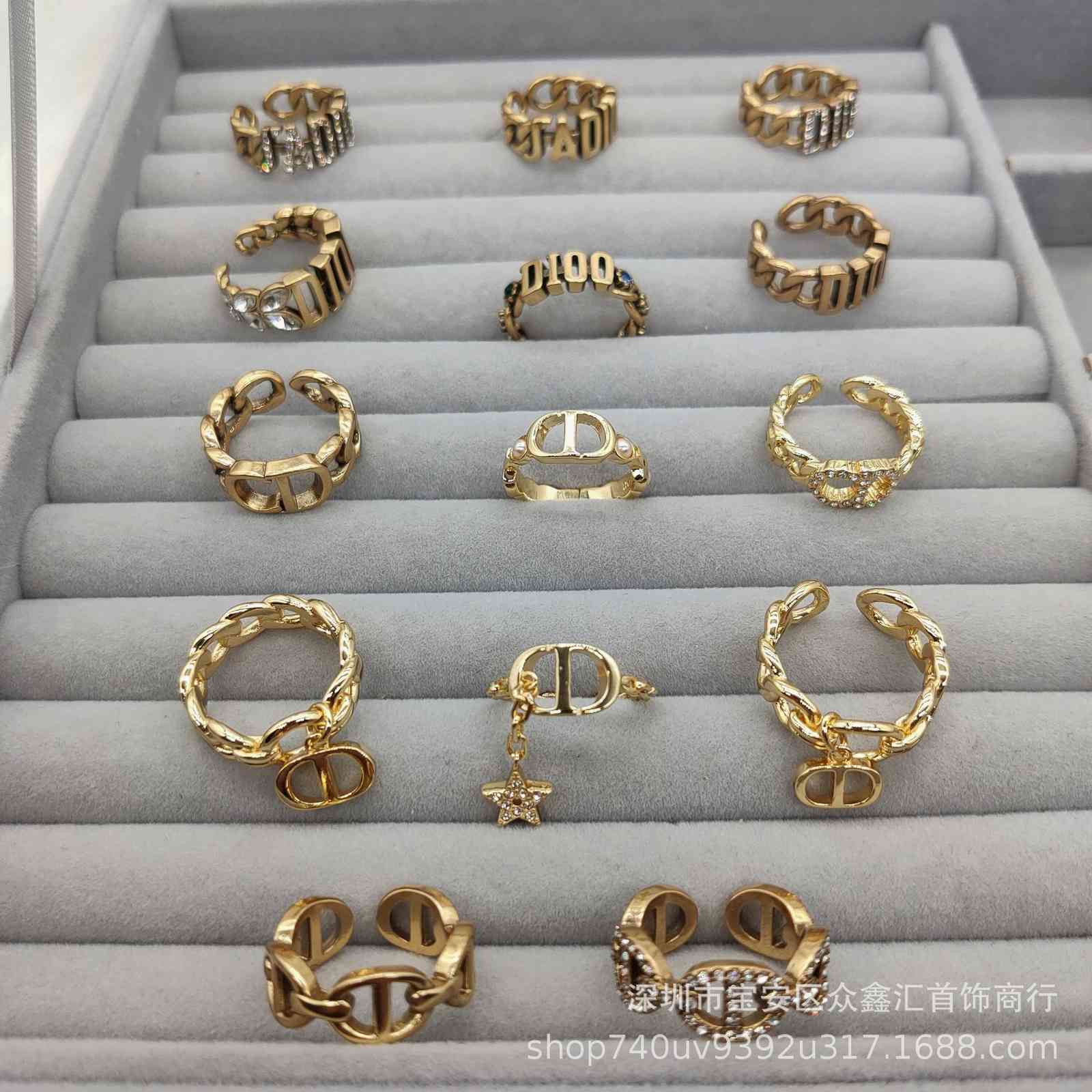 

Boutique Rings Dijia Opening Brass Simple and Versatile Feminine Temperament Diamond Letter d Family Ring, Silver