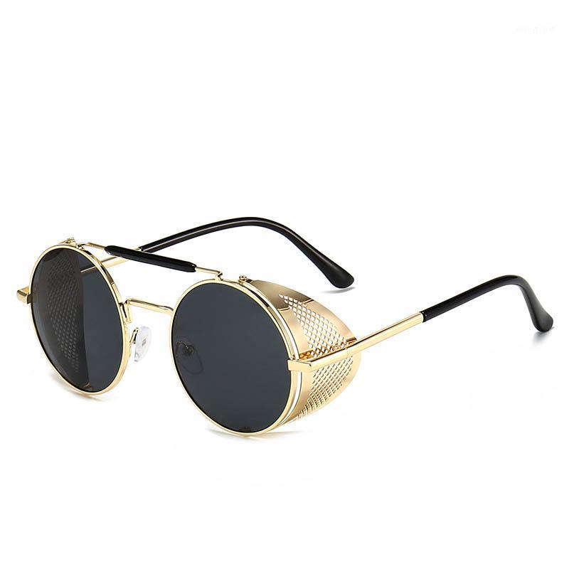 

Sunglasses Steampunk Round Men Women Side Metal Windshield Flip Double Beam Frames Sun Glasses Pochromic Driving Eyewear