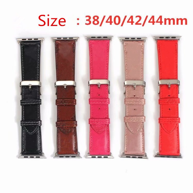 

Fashion Designer Watch Straps for iwatch Series 1 2 3 4 5 6 Fit 38 40 41 42 44 45 mm Top Quality Leather Smart Bands Deluxe Wristband Watchbands Wireless Smartwatch