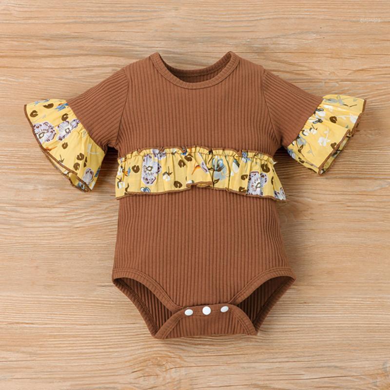 

0-24M Born Girls Patchwork Set Short Pagoda Sleeve O Neck Top And Pants 2-piece Suits Clothing Sets, White