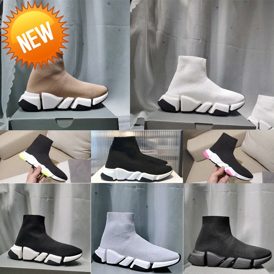

[with box]2020 Speed Runner Shoes Sneakers Trainer Casual Shoes Men Women Black White 2.0 Luxury Sock Sneaker, 32