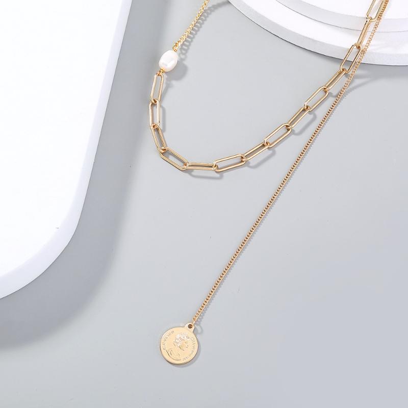 

Chains Women's Stainless Steel Chain Simple Natural Rice Beads Exquisite Portrait Round Brand Necklace Friends Gift Jewelry