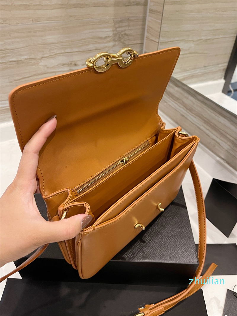 

5A+ Women's Fashion Y Home Luxury Bag Le Maillon Magnetic Clasp Closure Handbag 100% Smooth Leather One-shoulder Messenger Bags Small Size w, Khaki