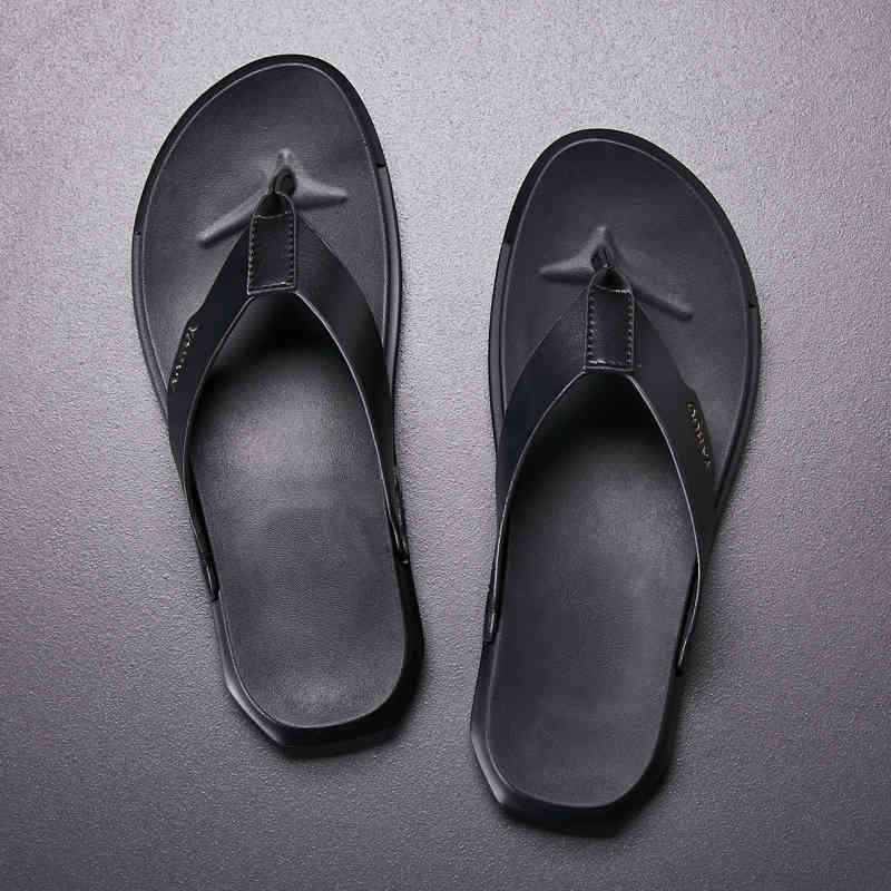 

slippers summer leather slippers of flip flops soft handcrafted fashion sandals anti-slip beach and warm n14f, Black