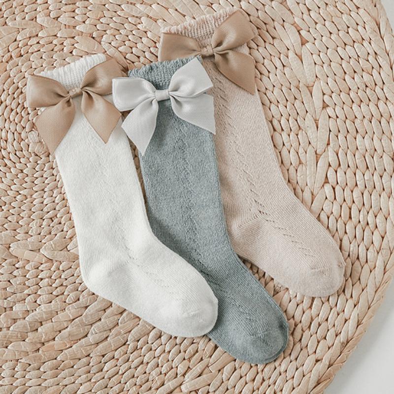 

Socks Toddler Baby Girls Sock Cute Bows Girl Knee High Hollow Breathable Soft Infant Long 0-3T