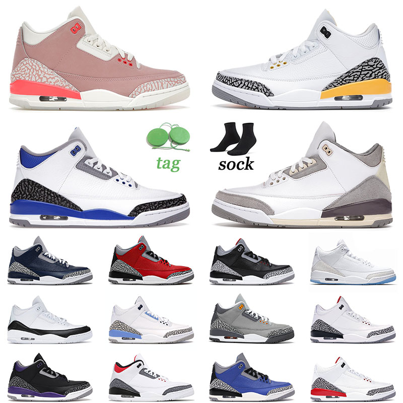

Air Jorden 3 3s Basketball Shoes Laser Orange Medium Grey Racer Blue Mens Women Jumpman Rust Pink Jordan3s Retro Trainers Sneakers Size 13