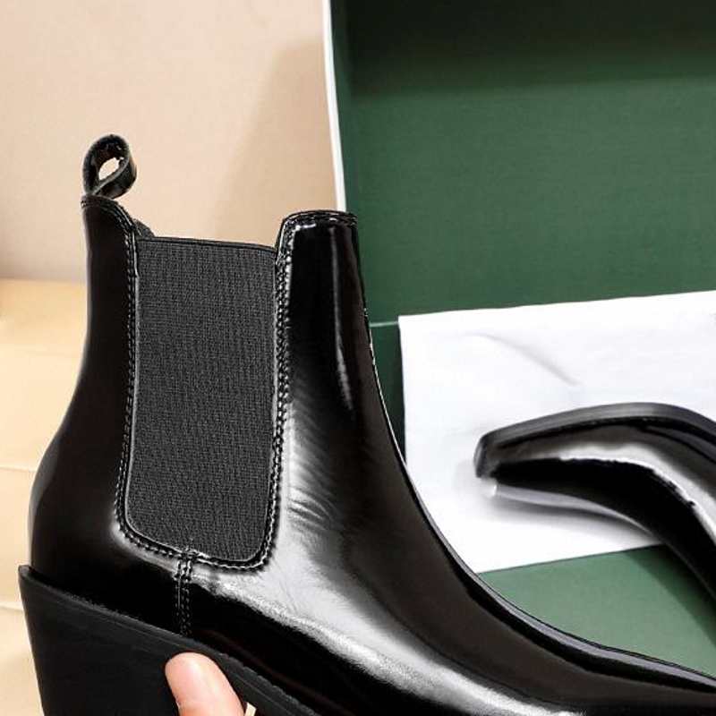 

Metal Iron Toe old-fashioned leather shoes toe slippers, Black