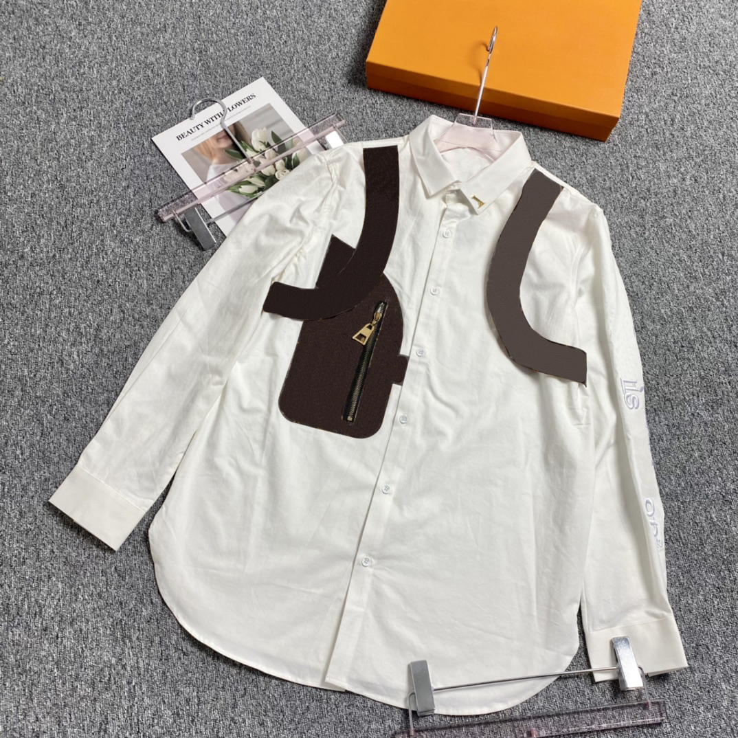 

Mens Designer Shirts Brand Clothing Men Long Sleeve Dress Shirt Hip Hop Style High Quality Cotton Tops 104006, White
