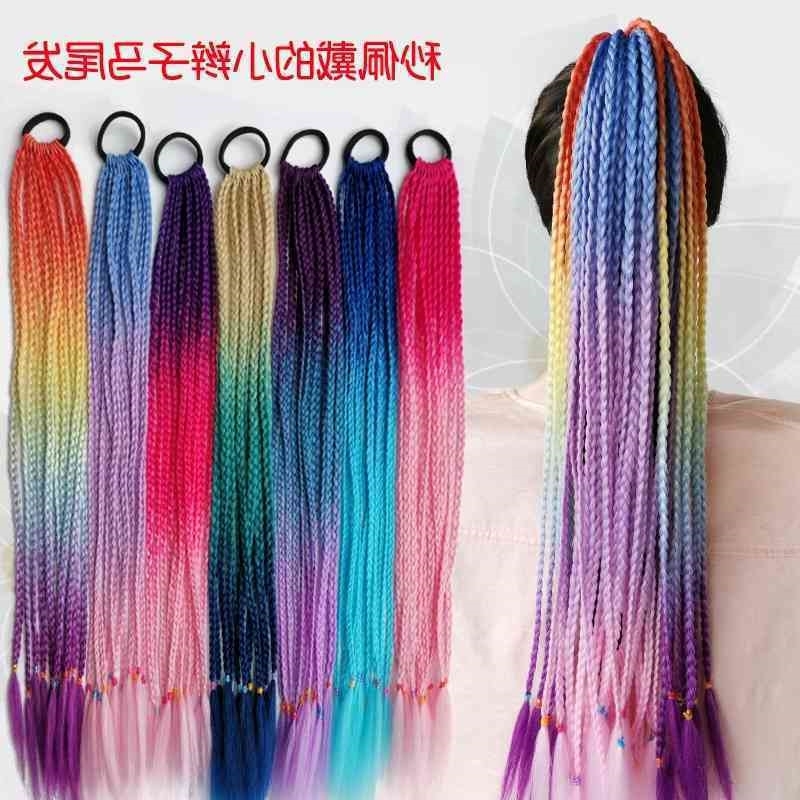 

color ponytail twist Wig thin wig strip dirty braid women's bandage fashion hip hop headwear, 12