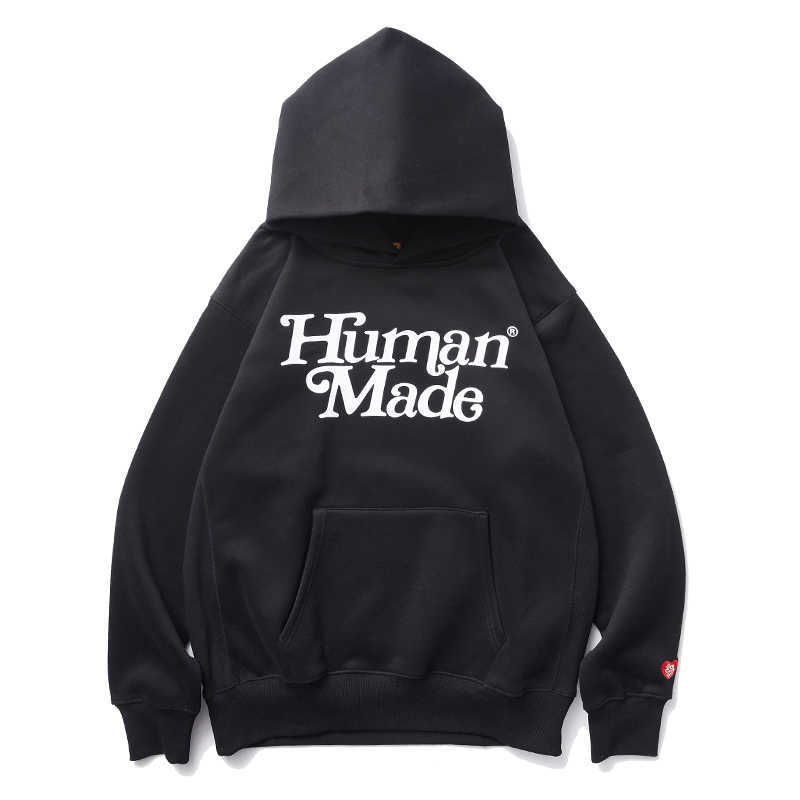 

Japanese Retro Girls Dont Cry Human Made Hooded Hoodies for Men and Women Casual Oversize Loose Sweatshirts H0831, Black