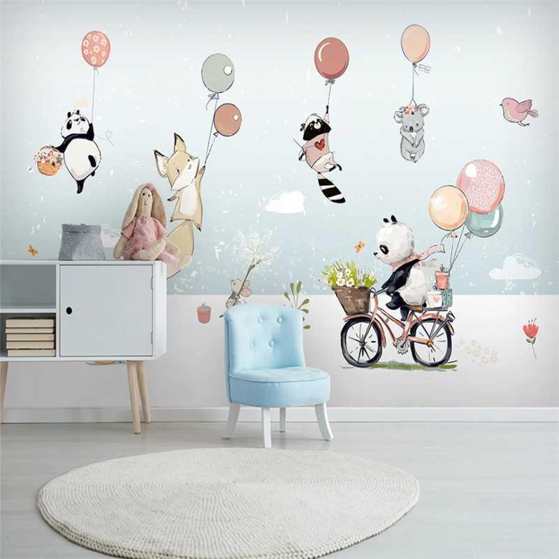 

Custom Mural Wallpaper Cute Cartoon Animal Air Balloon Kids Room Background Wall Painting Wallpapers