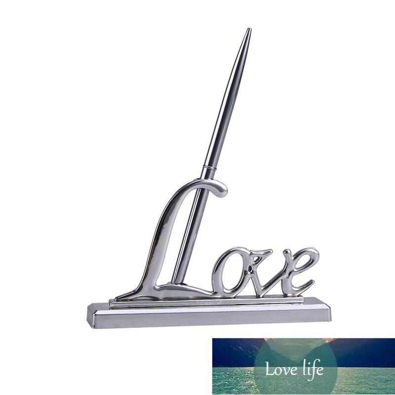 

Party Decoration Wedding Signing Pen with Gold Silver Plated Metal Love Holder Guest Book Set Supplies