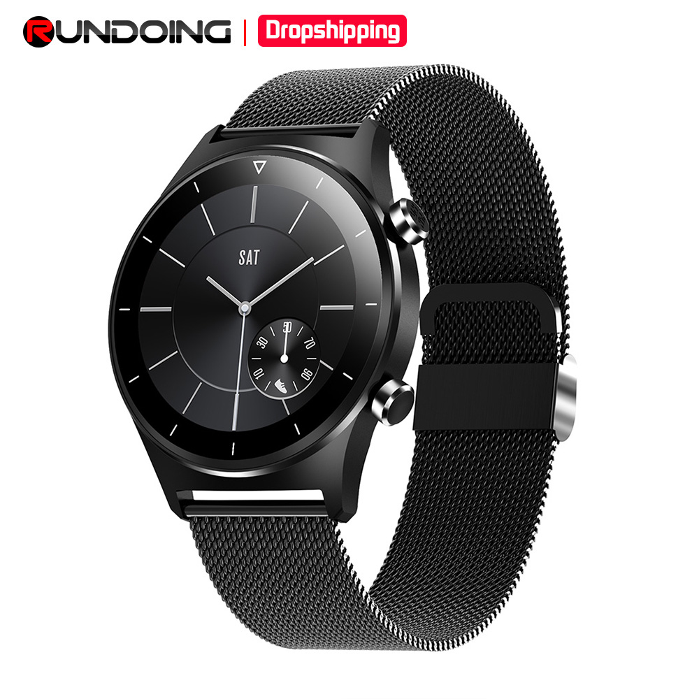 

2021 Newest Fitness Smart Watch Men Sports SmartWatch Pedometer Round Touch Screen Bluetooth Wristwatch for IOS And Androidg, Black silica