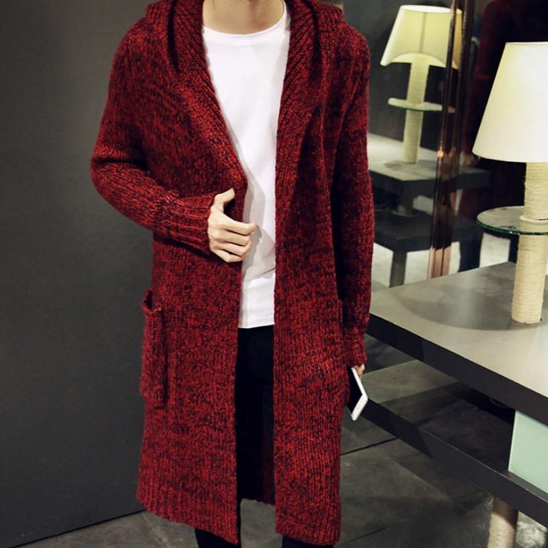 

Men' Sweaters Brand Top Cardigan Male Long Style Hooded Sweater Plus Size -5XL Slim Fit Outerwear Coat Knitted For Men Sueter Hombre, Khaki