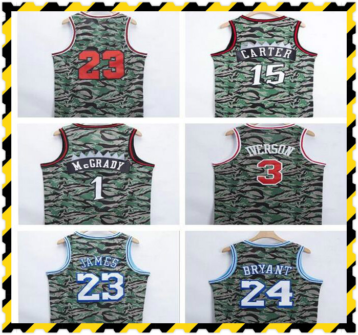 

Embroidery Camo 15 Carter 1 McGrady 3 Iverson 23 James Jersey Breathable Sport Cheap Sportswear College Jersey, Style 1