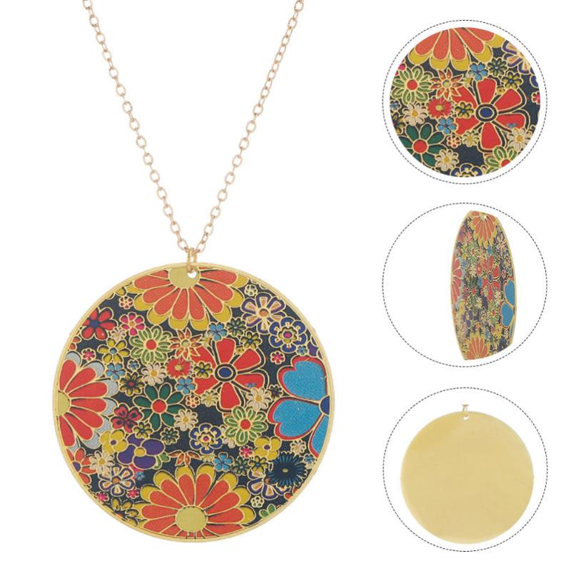 Pendant Necklaces 1pc Retro Neck Chain Bohemian Flower Pattern Necklace (Colorful)-image-709193701