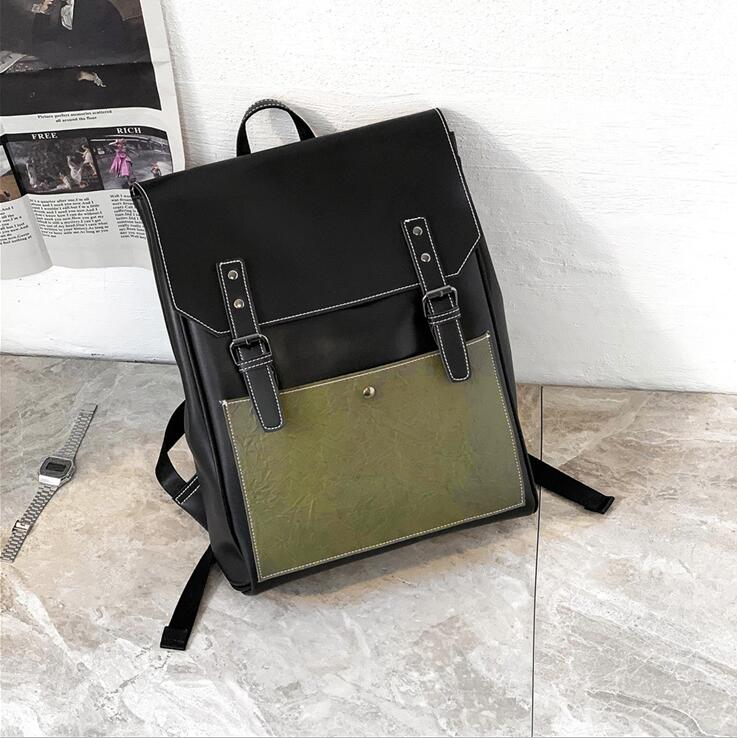 

Factory wholesale men handbag retro crazy horse leather backpack outdoor leisure color matching mens messenger bag street fashion leathers shoulder bags, Green