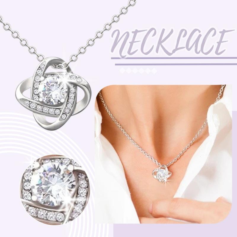 

Pendant Necklaces Design Women Fashion Knot Crystal Necklace Eternal Heart Female Clavicle Chain Jewelry Gifts Daily Accessories