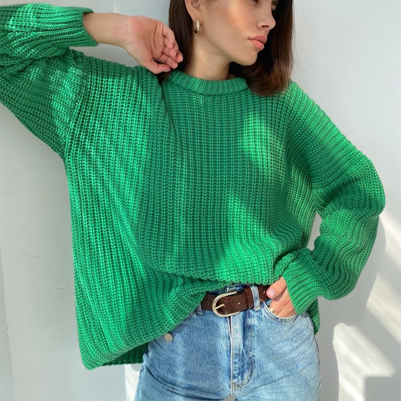 

Women's Sweaters 2021 Autumn Winter Thicken Oversized Sweater Women Long Sleeve Casual Loose Pullovers Female Cashmere Solid Knitted Tops, White;black