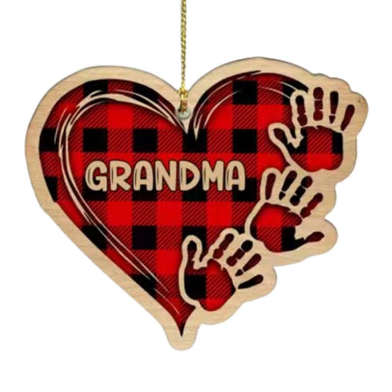 

Christmas Decorations DIY Tree Handprint Pendant Heart-Shaped Wooden Orna