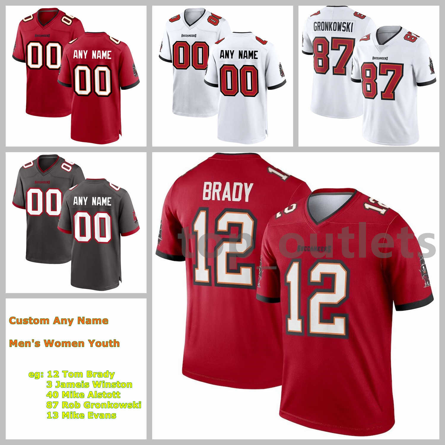 

2021 Buccaneers American Football Jerseys Mike Evans Jersey Antoine Winfield Jr. Chris Godwin Leonard Fournette Devin White Custom Stitched, Black;red