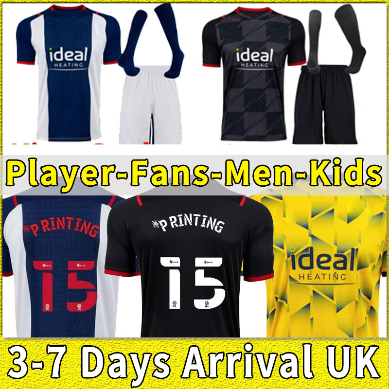 

WEST 21 22 BROMWICHes ALBION home soccer jersey 2021 2022 away football shirt kit BROM MEN KIDS Robson-Kanu uniform SHIRTs third full set sock shorts adult, Home+patch